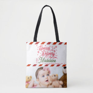 Special Delivery Santa Add Photo Name Baby Toddler Tote Bag