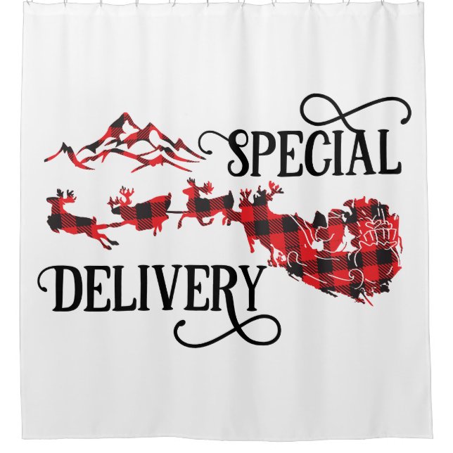 Special Delivery Santa & Sleigh Scene Plaid (Front)