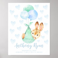 Special Delivery Stork Bunny Rabbit Baby Stats