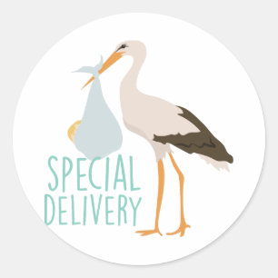 Special Delivery Stork Classic Round Sticker