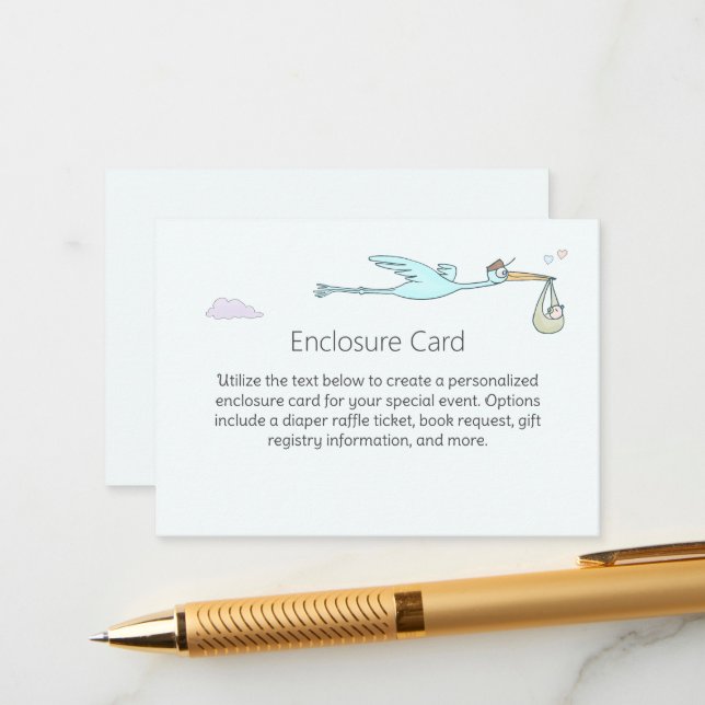 Special Delivery Stork Enclosure Card (Front/Back In Situ)