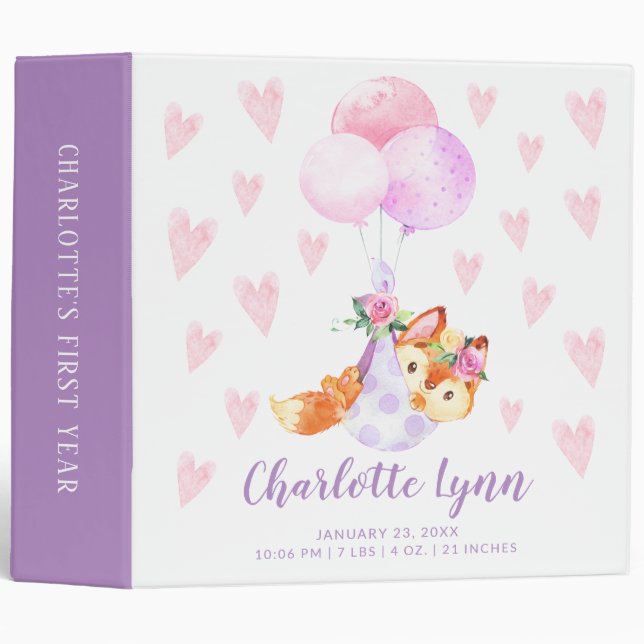 Special Delivery Stork Fox Baby Photo Album Binder (Front/Spine)