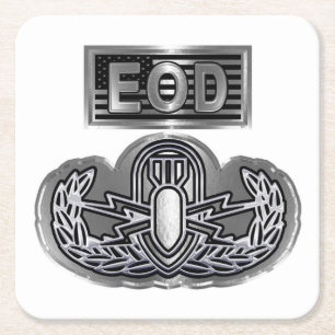 Special Design “EOD Badge and EOD Flag” Square Paper Coaster