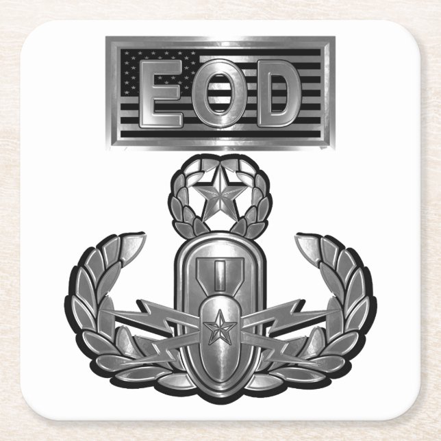 Special Design “Master Blaster EOD Badge and US Fl Square Paper Coaster (Front)
