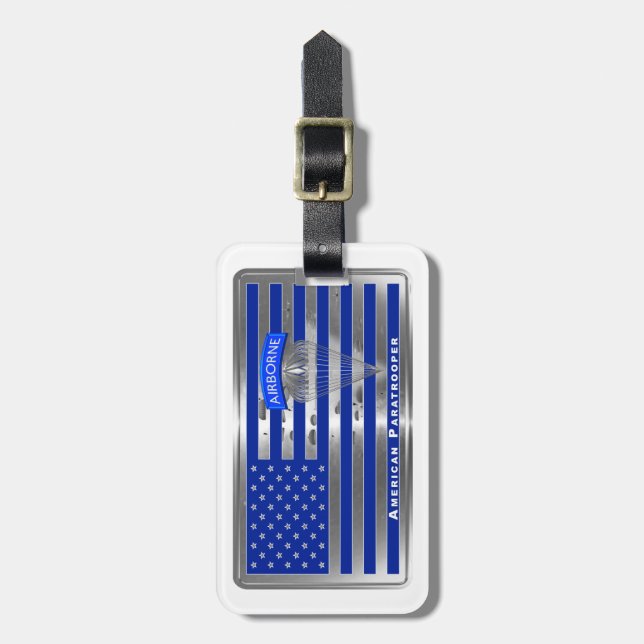 Special Designed American Paratrooper Flag Luggage Tag (Front Vertical)
