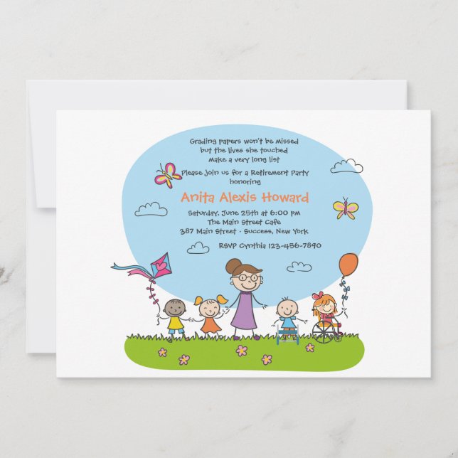 Special Ed Teacher's Retirement Party 2 Invitation (Devant)