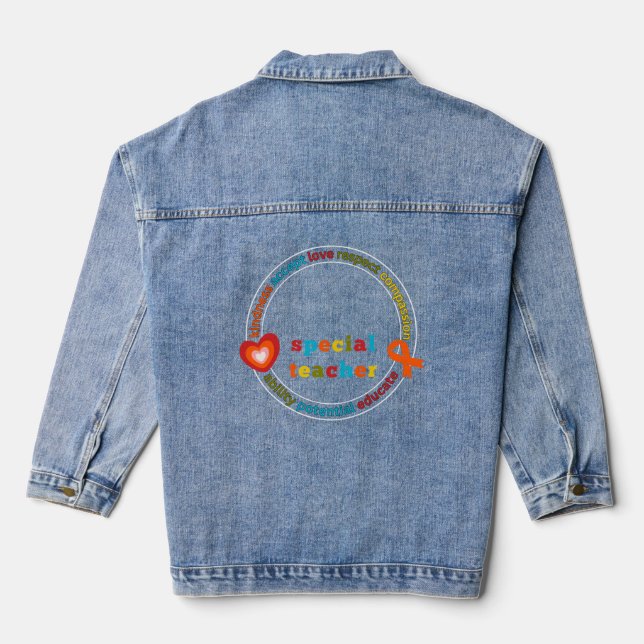 Special education personalized teacher denim jacket (Back)