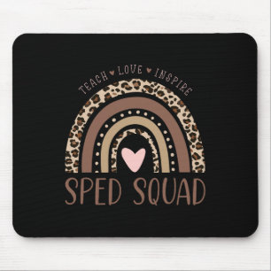 Special Education Sped Sped Squad Leopard Rainbow Mouse Pad
