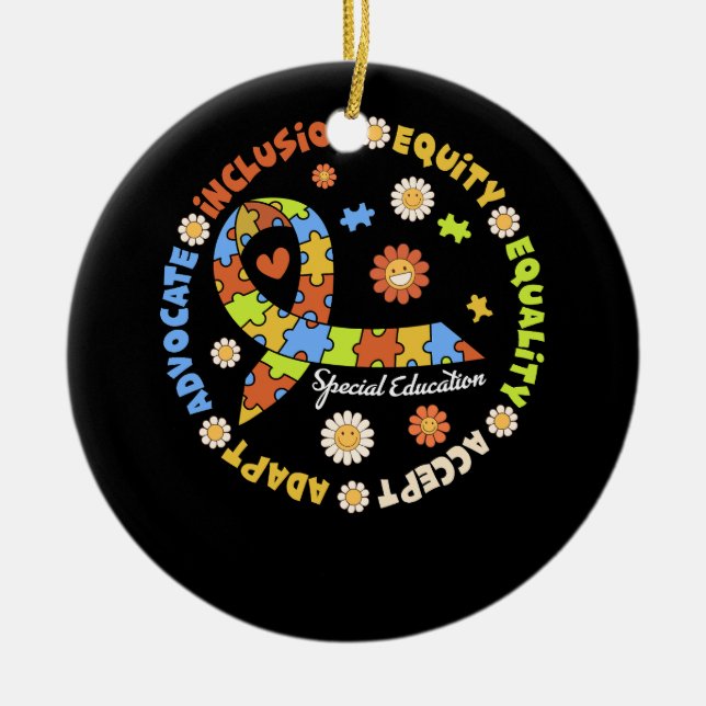 Special Education Teacher Inspirational Autism Awa Ceramic Ornament (Front)