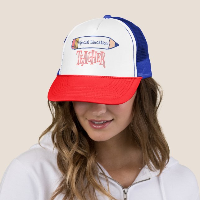 Special Education Teacher Pencil Design Trucker Hat (In Situ)