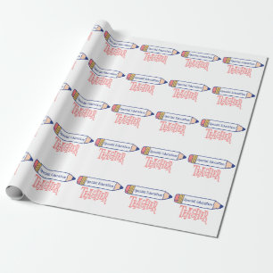 Special Education Teacher Pencil Design Wrapping Paper