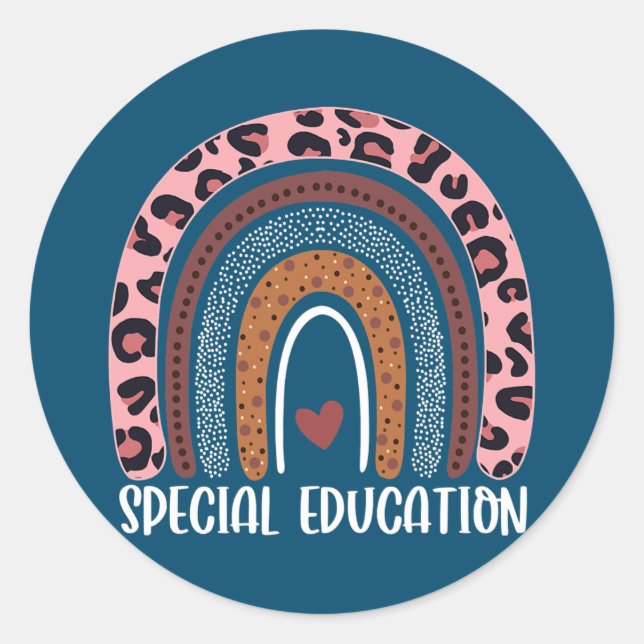 Special Education Teacher SPED Leopard Boho Classic Round Sticker (Front)