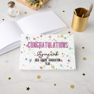 Special Event Colorful Stars on White Background Guest Book