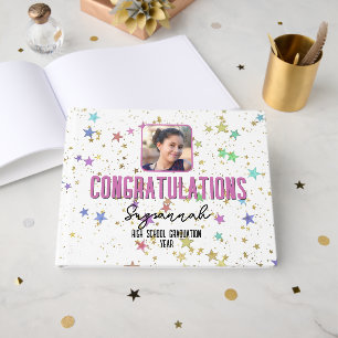 Special Event Colourful Stars on White Background Guest Book