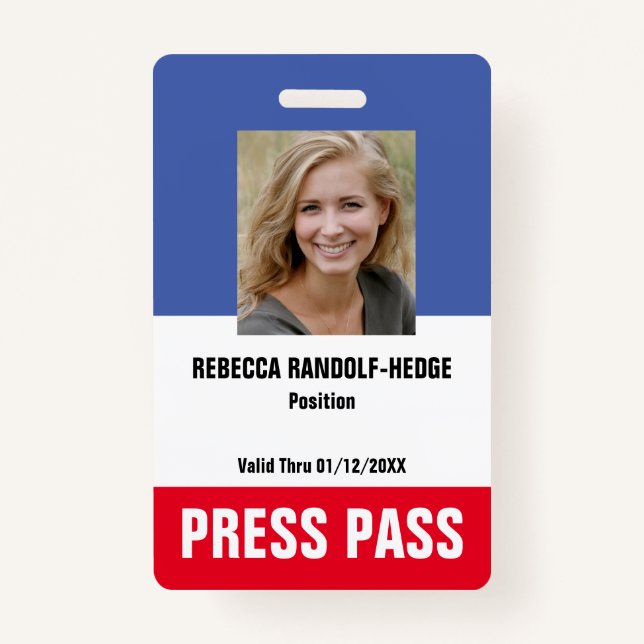 SPECIAL EVENT CUSTOM SECURITY PASS - Photo I.D. Badge (Front)