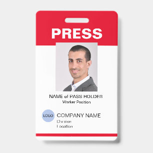 Special Event Guest Press Employee I.D. Badge
