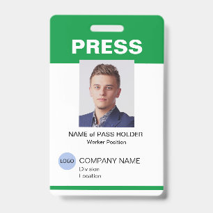 Special Event Guest Press Employee I.D. Badge
