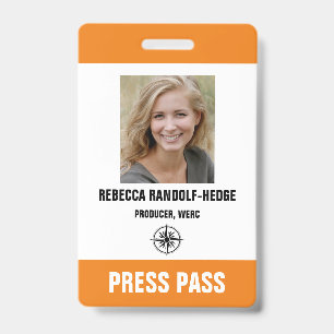 SPECIAL EVENT PRESS PASS - Colored Bars Photo I.D. Badge