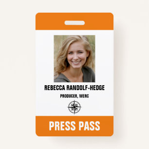 SPECIAL EVENT PRESS PASS - Coloured Bars Photo I.D Badge