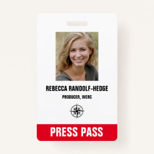 SPECIAL EVENT PRESS PASS - Photo I.D. Badge