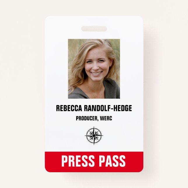 SPECIAL EVENT PRESS PASS - Photo I.D. Badge (Front)