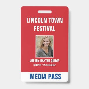 Special Event Security Media Pass QR code Badge