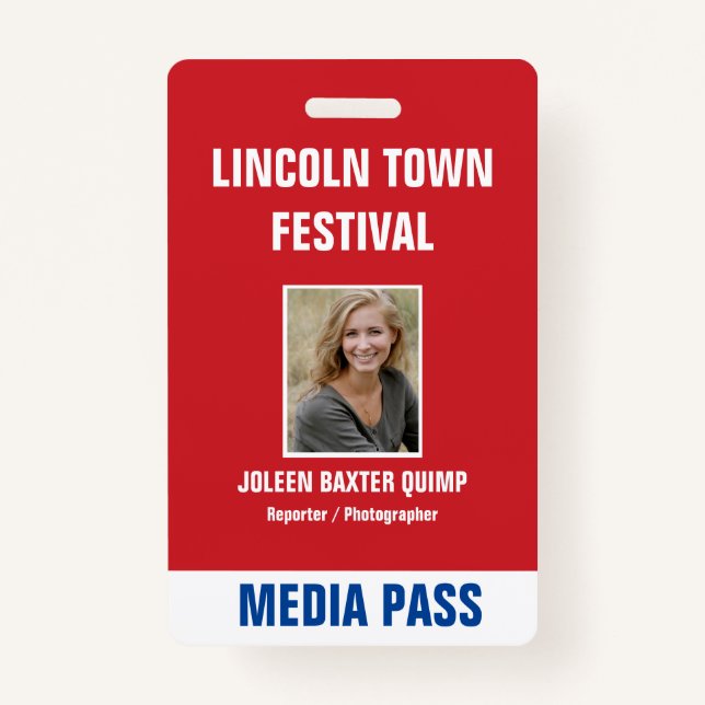 Special Event Security Media Pass QR code Badge (Front)