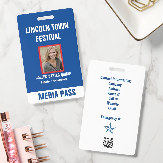 Special Event Security Media Pass QR code Badge (Office)