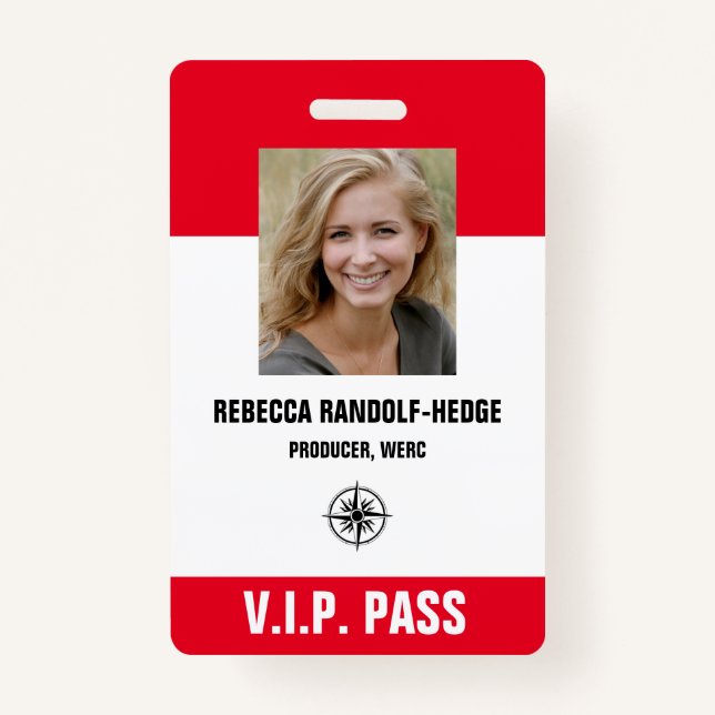 SPECIAL EVENT V.I.P. PASS - Photo I.D. Badge (Front)