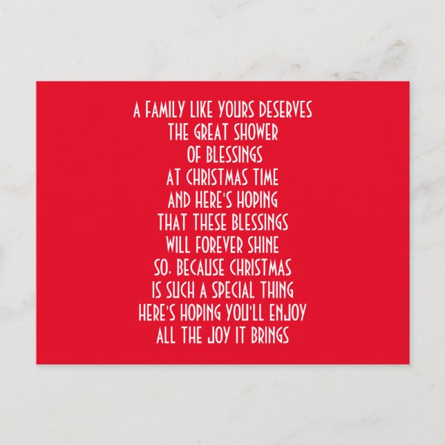 SPECIAL FAMILY AT CHRISTMAS HOLIDAY POSTCARD (Front)