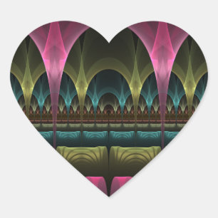 Special Fantasy Pattern Abstract Colourful Fractal Heart Sticker