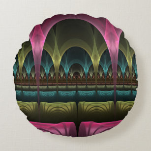 Special Fantasy Pattern Abstract Colourful Fractal Round Pillow