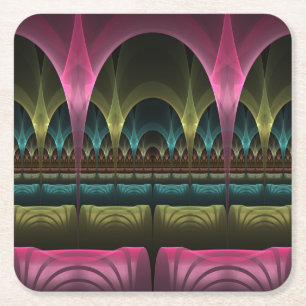 Special Fantasy Pattern Abstract Colourful Fractal Square Paper Coaster