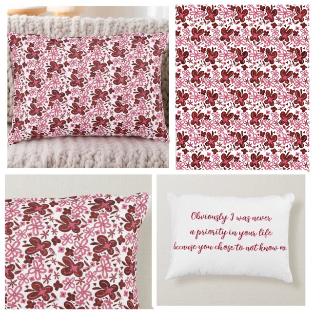 Special Floral Pattern with text Accent Pillow (Creator Uploaded)