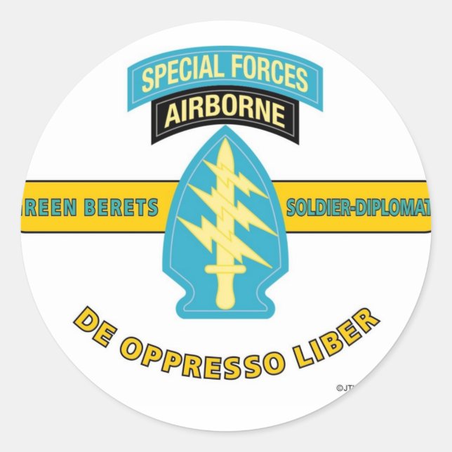 SPECIAL FORCES AIRBORNE "DE OPPRESSO LIBER" CLASSIC ROUND STICKER (Front)