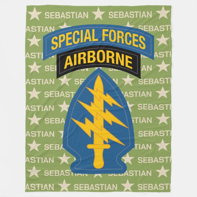 Special Forces Airborne Ranger Custom Name Fleece Blanket (Front)