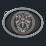 Special Forces GB Oval Belt Buckle<br><div class="desc">Special Forces unit insignia with Green Berets above</div>