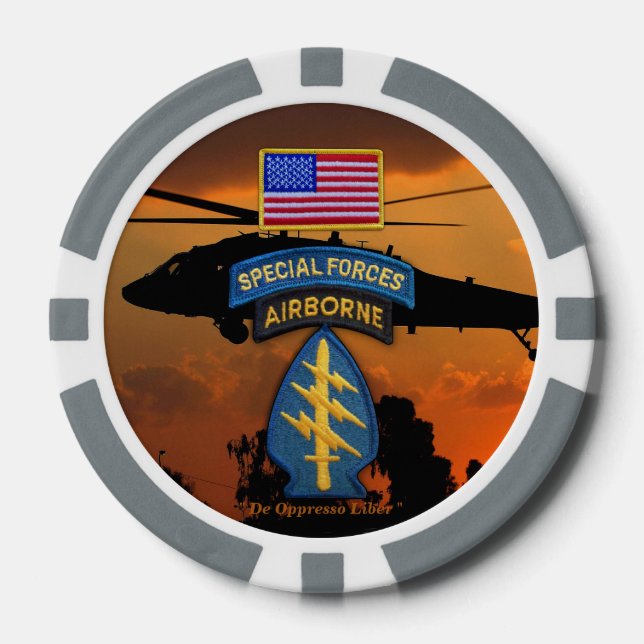 special forces green berets sf sfg veterans vets poker chips (Front)