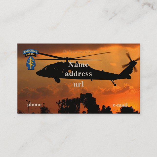 Special Forces Green Berets SFG SF SOF vets patch Business Card (Front)