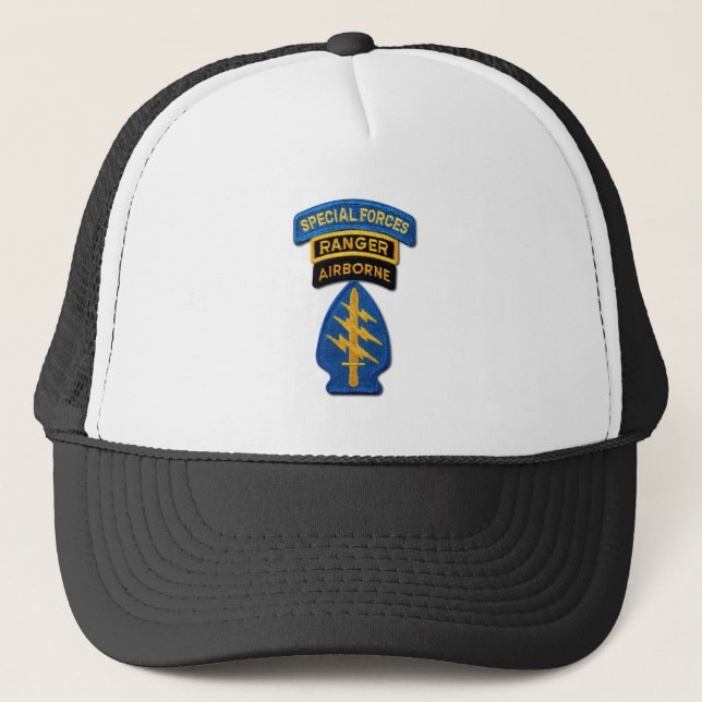 Special Forces Group Green Berets SF SOF SFG SOC Trucker Hat (Front)