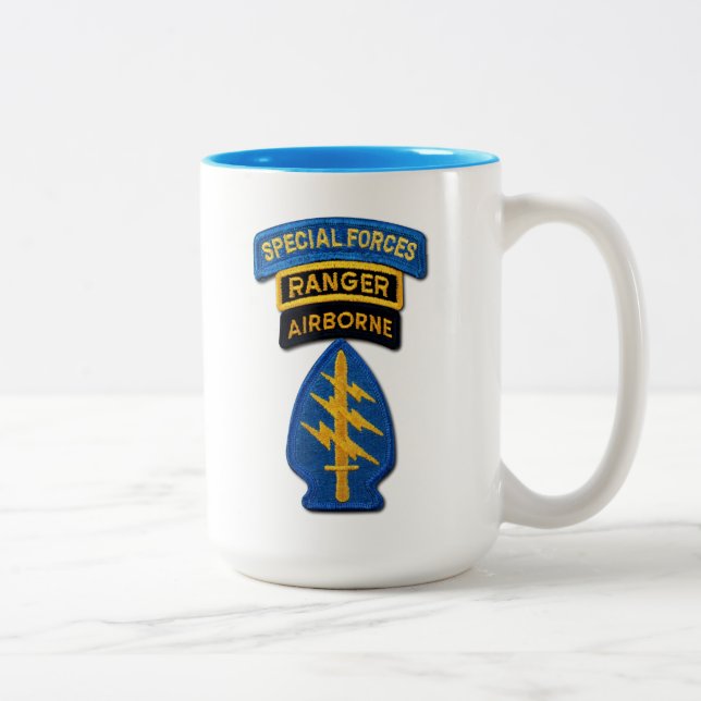 Special Forces Groups Green Berets Rangers Vets Two-Tone Coffee Mug (Right)