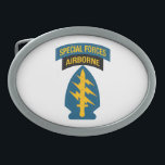 Special Forces insignia Airborne Tab Belt Buckle<br><div class="desc">United States Army Special Forces shoulder sleeve insignia. Blue Army Special Forces Spear Head & Airborne Tab.</div>