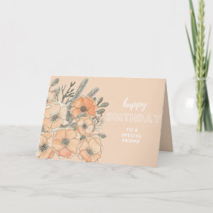 Special Friend Birthday card - watercolour flower