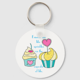 Special Friend Cupcake Message Button Keychain
