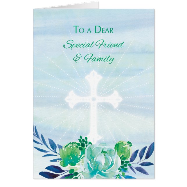 Special Friend & Family Teal Blue Flowers Easter (Front)