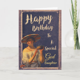 Special Goddaughter Happy Birthday Stylish Retro  Card