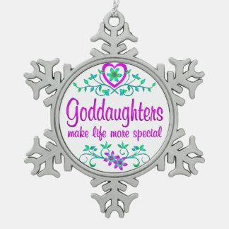 Special Goddaughter Snowflake Pewter Christmas Ornament