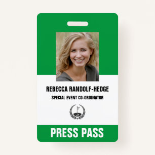 SPECIAL GOLF EVENT PRESS PASS - Photo I.D. Badge