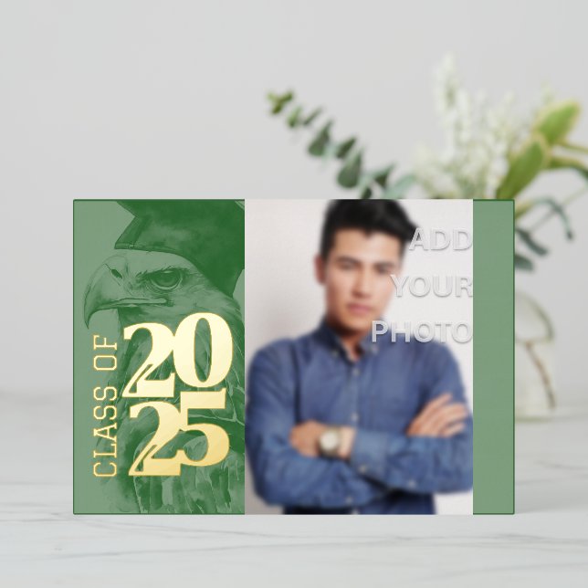 Special Graduation Foil Invitation Eagle Add Photo (Standing Front)