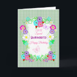 Special Granddaughter Happy Birthday Pretty Floral Holiday Card<br><div class="desc">Pretty whimsical flowers and ladybugs in a floral wreath with a special Granddaughter Birthday greeting,  ideal for any age adult or child and easy to change to your own details</div>